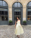 Robe Midi Bustier à Jupe Evasée en Satin